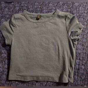 SHEIN Blue cropped Crewneck Tee